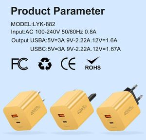 Portable PD 40W Fast Mobile Phone Charging <b>USB</b> <b>Type</b>-<b>c</b> Fast Wall Charger for iPhone for Samsung Travel <b>Adapter</b> UK EU US - Product Image 6
