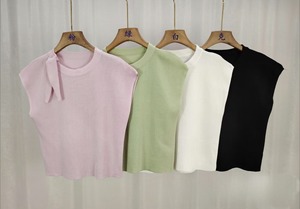 T26346 Strappy Round Neck Short <strong>Sleeve</strong> Knit T-Shirt for Women 2026 Summer New Slim Fit Versatile Small <strong>Flutter</strong> <strong>Sleeve</strong> <strong>Top</strong> - Product Image 6