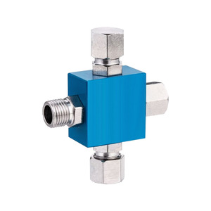 Great Craftsman 3-Way Airbrush <b>Adapter</b> Blue Aluminum Connector For Air <b>Pump</b> And Airbrush - Product Image 1