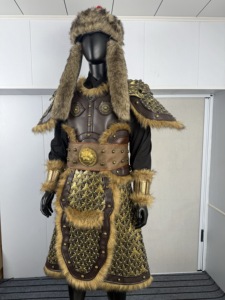 Armatura Completa da Guerriero Mongolo Antico Indossabile Stile <span class=keywords><strong>Gengis</strong></span> Khan con Cappello di Pelliccia per Costume di Rievocazione Storica - Product Image 3