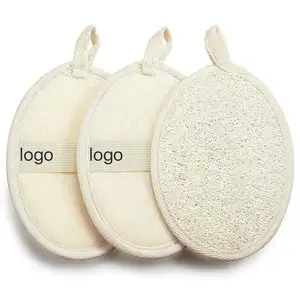 All'ingrosso personalizzato Private Label Logo ovale piatto naturale eco-friendly esfoliante corpo doccia spugna luffa per il bagno
