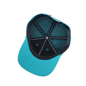 Casquette Turquoise Premium Personnalisée à 6 Panneaux avec Broderie 3D en Relief, Trous Découpés au Laser et Maille Corde pour la Plage, les Activités de Plein Air et le Cyclisme - Product Image 3