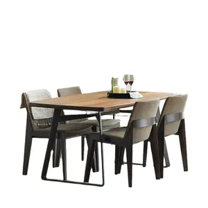 Conjunto de mesa de jantar moderno, conjunto de mesa de jantar usado para restaurante, sala de jantar, móveis, cor personalizada, topo de madeira, sala de jantar, mesa