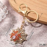Llavero de Halloween Vintage con Colgante Metálico de Calabaza y Fantasma, Completamente Adornado con Diamantes de Imitación