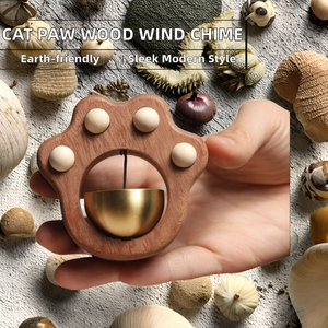 Campanilla de puerta con forma de pata de gato de madera maciza, creativa, directa de fábrica, bonita, magnética, ecológica, moderna, para pared, para aniversario - Product Image 2
