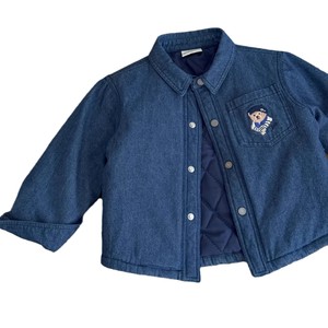 Child Star Circle Denim Jacket Thickened Quilted Lapel Pocket Bear Embroidery Girls Winter Coat - Product Image 5