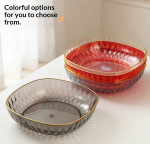 Plateau carré en PET couleur unie 24 cm grande capacité, esthétique raffinée, pour bonbons et snacks, plat profond transparent de luxe léger - Product Image 5