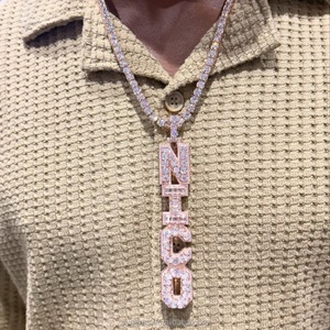 Pendentif en argent sterling 925 avec lettre initiale, design de rappeur, bijoux hip-hop, diamant moissanite cultivé en laboratoire VVS, vente chaude - Product Image 5