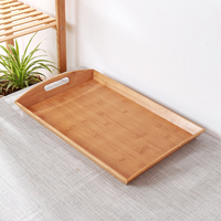 Plateau de service décoratif en bois de bambou avec poignées pour le petit-déjeuner au lit Déjeuner Dîner Apéritif Table basse ottomane
