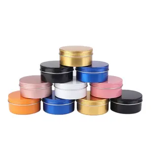 In Stock Empty Aluminum Jar Metal tin can round Candy Tins Cosmetic candle Packaging box square aluminum containers snap lid tin