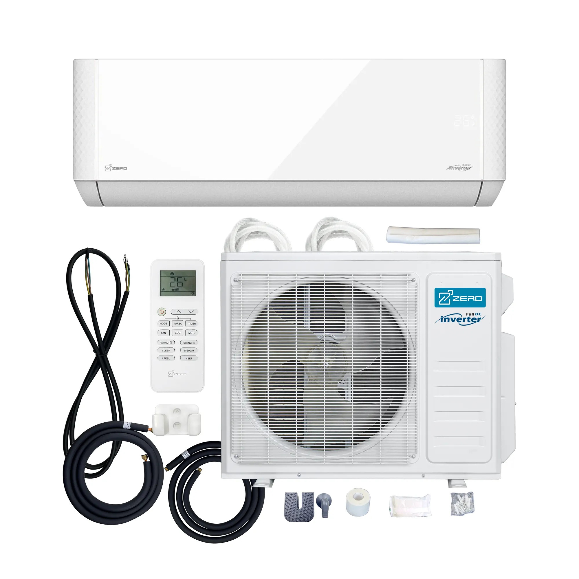 ZERO Z-MAX Hyper Heat High Efficiency 18000 Btu Inverter Split Air Conditioner for Home Consumption Heat Pump Room AC 13 R410