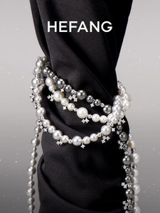 Collar HEFANG de Tungsteno y Circonio con Perlas de Agua Dulce, Diseño de Burbujas y Nebulosa, Cadena para Clavícula de Lujo Ligero, Chapado en Oro de 14K, Elegante y de Alta Gama - Product Image 3