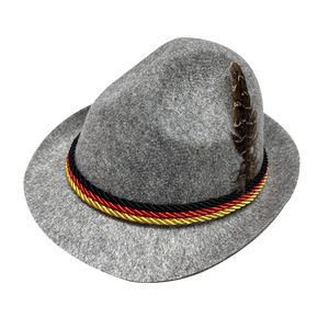 German Oktoberfest Jazz <b>Hat</b> Green Brown Gray <b>Feather</b> Party <b>Hat</b> Adult Unisex Woven Fabric Performance <b>Hat</b> - Product Image 5