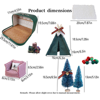 Diorama de Noël miniature en forme de tipi, valise vintage, fauteuil, arbre rayé, cloche, cadeau, tapis de neige, décoration d'intérieur, ornement