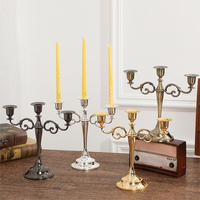 Élégant chandelier baroque en métal, porte-bougie doré, argenté, noir, avec bras en spirale, style vintage, pour centre de table de mariage ou de dîner