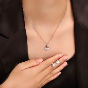 Shining Pearl Copper Jewelry <b>Set</b> <b>Square</b> Shape Bezel Setting Women's Luxury Fashion Gift Yiwu Origin - Product Image 2