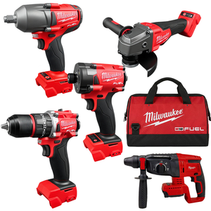 <span class=keywords><strong>Kit</strong></span> d'outils sans fil <span class=keywords><strong>Milwaukee</strong></span> avec meuleuse d'angle, <span class=keywords><strong>tournevis</strong></span>, marteau perforateur, perceuse et clé à chocs pour le bricolage, <span class=keywords><strong>kit</strong></span> d'outils de rénovation - Product Image 1