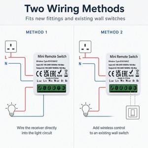 Mini Módulo de Interruptor Inteligente RF433 Eléctrico 16A Sin Cableado, Receptor de Control Remoto de Pared, Interruptor de Panel Remoto Inalámbrico Adhesivo para - Product Image 5