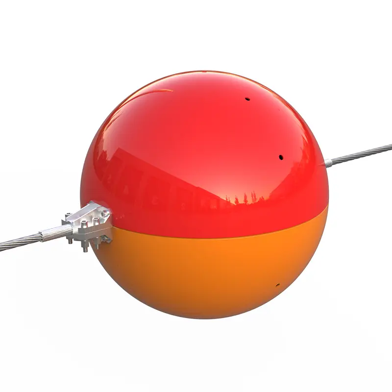 Electricity transmission line and overhead wire aircraft warning sphere red/orange color aerial marker ball for aircraft pilots