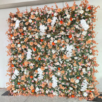 Panneau mural en soie NINI Orange, toile de fond florale réaliste, fleurs artificielles pour décoration de mariage, photographie et fête
