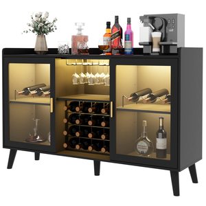 SENYU Meuble à vin multifonctionnel personnalisé, style italien moderne et minimaliste, en panneaux de bambou, pour salon ou entrée murale - Product Image 2