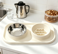 Bol de voyage 2-en-1 durable pour chiens, double usage, anti-renversement, double bol en silicone de qualité alimentaire pour chiens de taille moyenne/petite