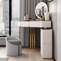 SZT10 Table de maquillage nordique moderne pour adulte, coiffeuse moderne en bois massif avec miroir pour chambre à coucher
