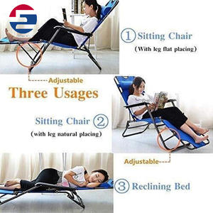 Chaise longue de terrasse portable en métal grillagé, imperméable, pour extérieur, <span class=keywords><strong>plage</strong></span>, réglable, zéro gravité, pliable, pour cour - Product Image 5