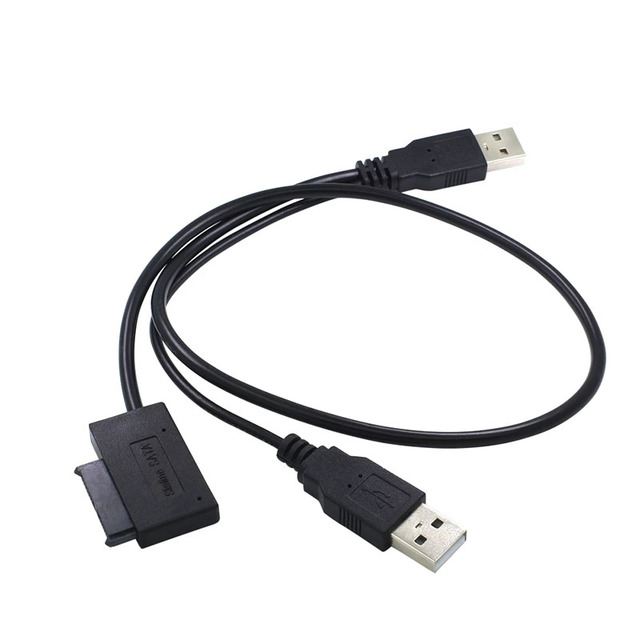 USB 2.0 to Mini Sata II 7+6 13Pin Adapter Converter Cable Steady Style for Laptop CD/DVD ROM Slimline Drive HDD Cable