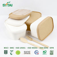 Bol en papier rectangulaire jetable à prix direct usine, boîte à lunch personnalisable, écologique pour crème glacée et desserts