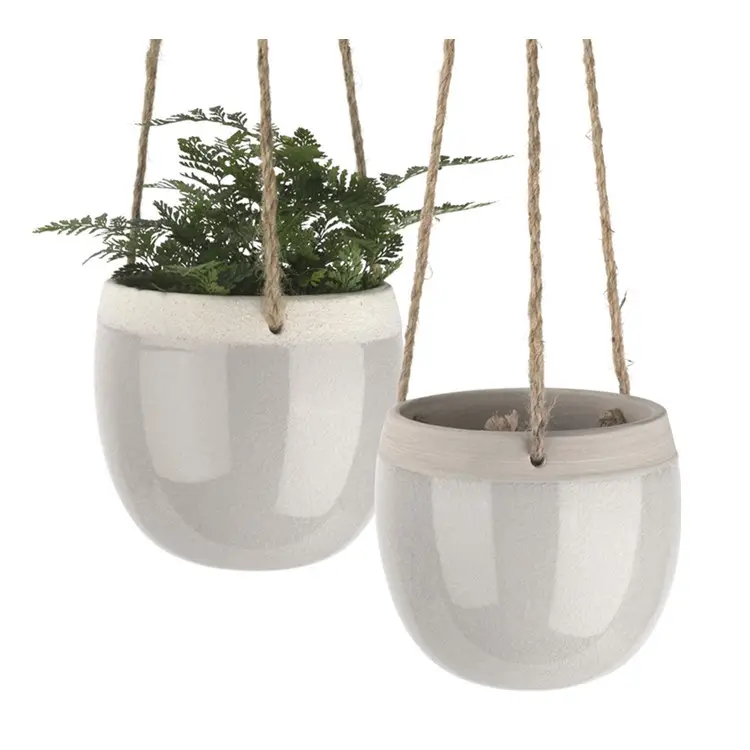 Suporte de plantas moderno de 14cm, corda de juta para suculentas, cacto, ervas, pequenas plantas, decoração de casa light Grey