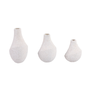 Set di 3 vasi in ceramica bianchi testurizzati, decorazioni moderne per soggiorno, camera da letto, ufficio, composizioni floreali - Product Image 2