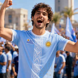 Maglia da tifoso della nazionale uruguaiana - T-shirt retrò Ocean Lighthouse con stampa 3D completa ad asciugatura rapida - Bandiera del sole nascente di maggio - Product Image 1