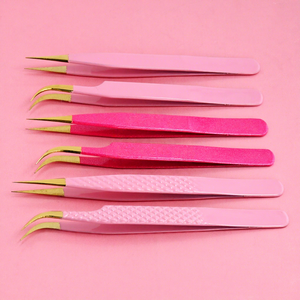 Fiber tip lash tweezers with custom logo Stainless Steel Eyelash Tweezers Volume Lashes Tweezers Straight isolation tweezer - Product Image 1