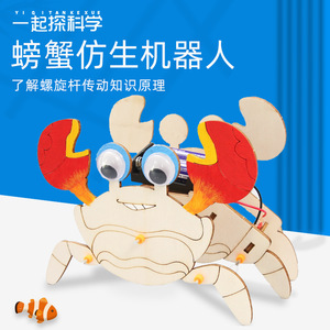 <span class=keywords><strong>Expérience</strong></span> <span class=keywords><strong>scientifique</strong></span> DIY, crabe mécanique bionique, jouets en bois faits à la main pour enfants, science physique, technologie, petite production - Product Image 3