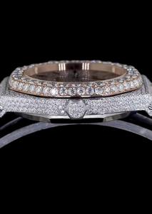 Drioshipping CAutomatic Brilliant Cut D VVS Diamond Moissanite Sport Style Watch Date Function Hip Hop Steel Case for Men Women - Product Image 3