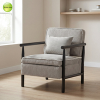 Fauteuil d'appoint en tissu velours côtelé rayé, pieds en bois, fauteuil avec rangement dissimulé, coussin amovible pour salon, appartement
