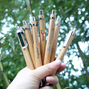 Custom Eco-Friendly 1.0mm Wide Bamboo Ballpoint <b>Pen</b> Promotional Metal <b>Pen</b> with Customized Logo Plastic Material - Product Image 1