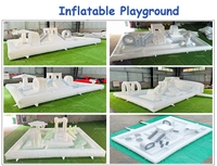 Aire de jeux aquatique gonflable en PVC blanc portable pour enfants, aire de jeux aquatique, parcours d'obstacles, toboggan aquatique