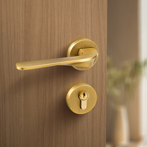 Mei Hong Brass Lever Door Lock CP23-78 Silent Interior Handle Gold Durable - Product Image 4