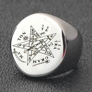 Anelli Vichinghi Wahyeh, Amuleto Magico Benedetto con Pentagramma di <span class=keywords><strong>Salomone</strong></span>, <span class=keywords><strong>Anello</strong></span> Punk in Acciaio Inossidabile - Product Image 3