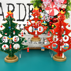 Hatty <b>Wood</b> Pendant Fashionable <b>Christmas</b> <b>Tree</b> Decorations Factory Wholesale Tabletop Wooden Ornaments for Home Decor - Product Image 1