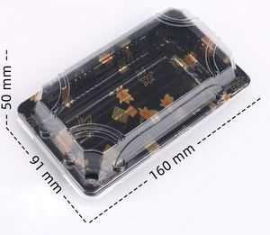 Barquettes d'emballage pour sushis et pizzas HYX-1101 de haute qualité, en PET de qualité alimentaire, jetables, avec feuille d'or, vente en gros - Product Image 3