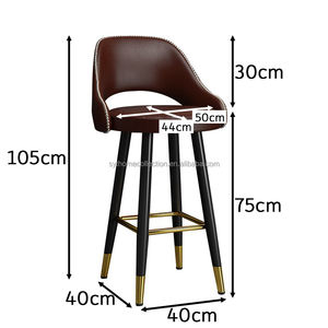 Sillas de <span class=keywords><strong>Bar</strong></span> Modernas y Elegantes con Respaldo Curvo, Tapicería de PU y Patas con Detalles Dorados para Cocina o <span class=keywords><strong>Bar</strong></span> - Product Image 3