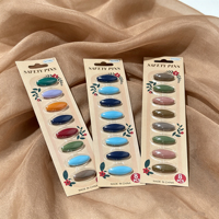 8 Épingles de Sûreté Décoratives pour Hijab, Assortiment de Broches Colorées en Résine Ovale pour Voile, Idéales pour Femmes Musulmanes