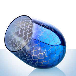 FLY-Juego de 3 piezas de vidrio hecho a máquina, con Color azul y grabado <span class=keywords><strong>l</strong></span>áser, patrón de báscula de pescado, alta calidad, venta al por mayor, 2021 - Product Image 3