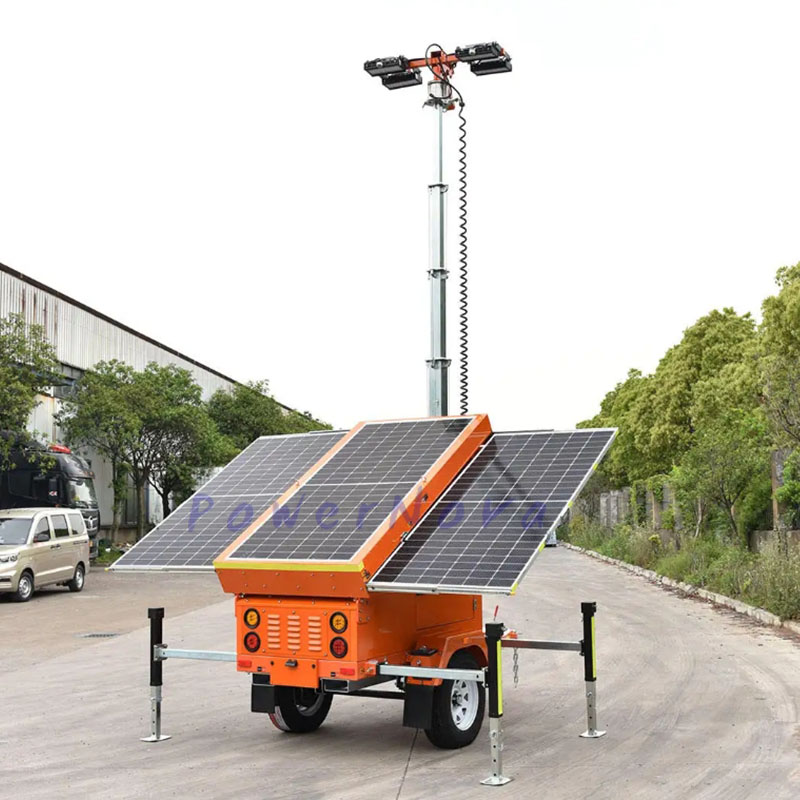 UST-900 Mobile Solar Light Tower 6-9m Adjustable High Mast Lighting Tower with Led Solar Light for Stadium Sports