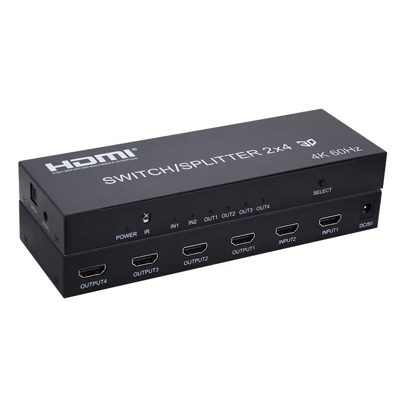 V2.0 HDMI Switch Splitter 2x4 for HDTV with audio 3D 1080P HDMI Switcher Matrix