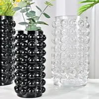 Europese Huishoudelijke Zachte Decoratie Licht Luxe Helder Glas Vazen Bubble Rechte Ronde Bloem Glazen Vaas