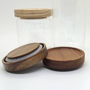 Frascos de Vidrio de Borosilicato Transparente para Cocina con Tapas de Madera Ecológicas Personalizadas para Almacenar Té, Alimentos, Sal y Azúcar - Product Image 4